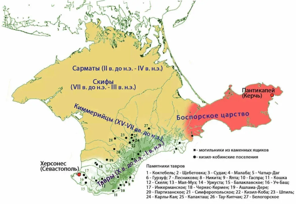 Карта расселения народов Крыма Тавры карта