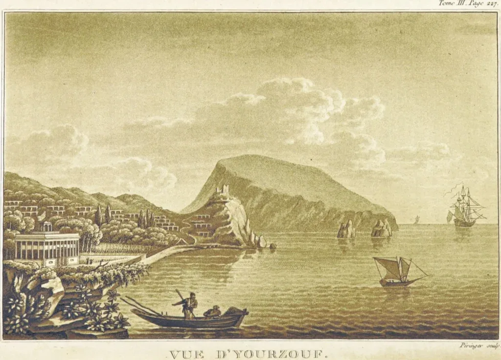 Вид на Гурзуф. Гравюра 1820 года Гурзуф 1820